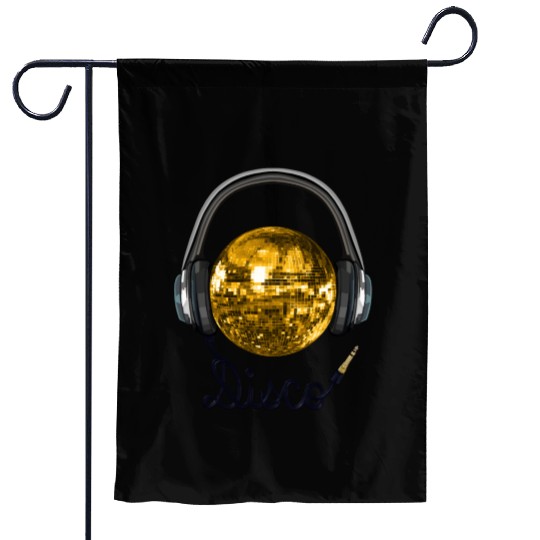 Gold Disco Ball Music Headphones Garden Flags