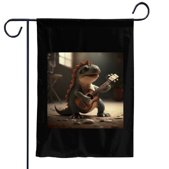 Mini dino cute music guitar acoustic concert Garden Flags