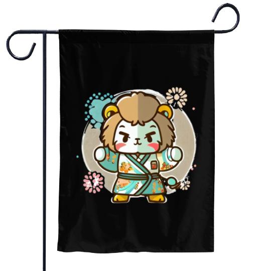 Lion kimono Garden Flags