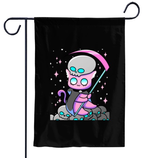 Kawaii Pastel Goth Anime Tarot Card Death Cute Wit Garden Flags