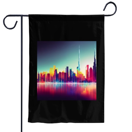 Dubai silhouette skyline abstract art Garden Flags