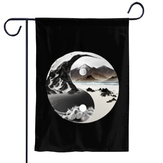 Ying Yang - mountains - beach Garden Flags