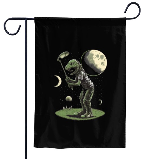 Alien Playing Golf Golfer UFO Extraterrestrial Garden Flags