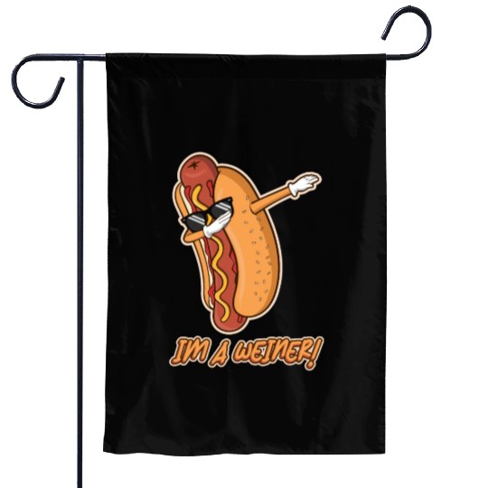 I'm a weiner Funny Dabbing Dance Hotdog Lover Pun Garden Flags