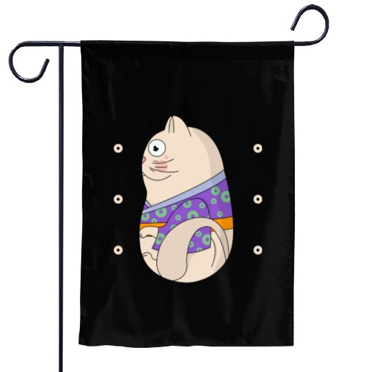 Cute Japanese Cat Side View Open Eyes Garden Flags