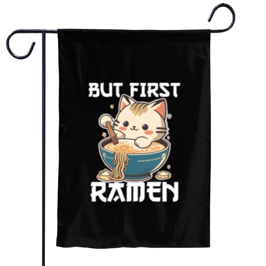 But First Ramen Cat Japanese Tokyo Ramen Noodles Garden Flags