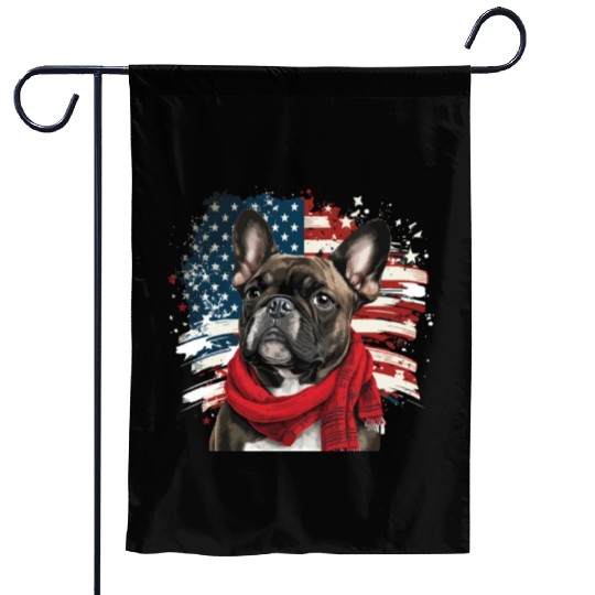 America USA Flag 4th Of July American Dog Lover Garden Flags