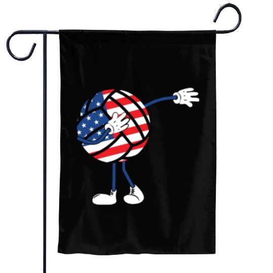 America USA Flag 4th Of July Volleyball Player Garden Flags