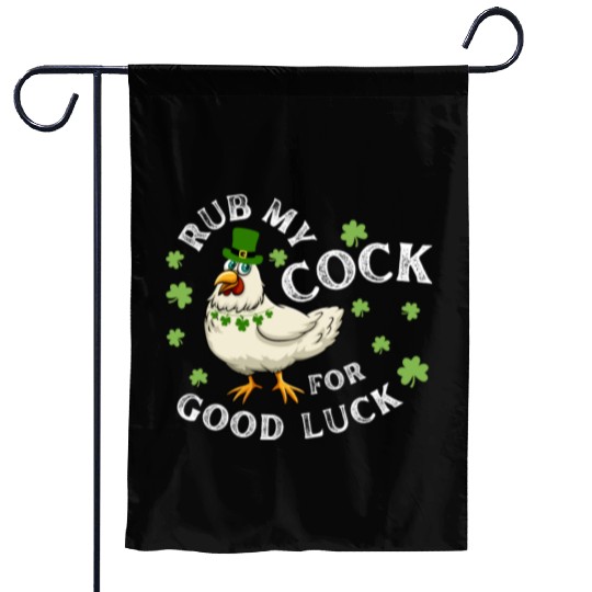 Rub My Cock For Good Luck St Patrick's Day Garden Flags