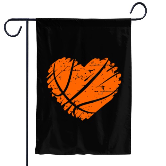I Love Basketball with Heart Shape Garden Flags