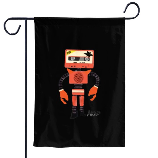 Orange Tape Robot Garden Flags