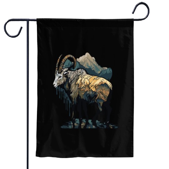 a mountain goat lives in the mountains Garden Flags