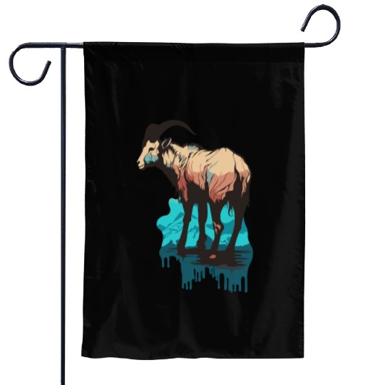 a mountain goat lives in the mountains Garden Flags