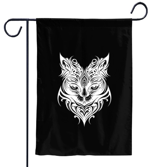 Cute Kittens In Tattoo Style Garden Flags