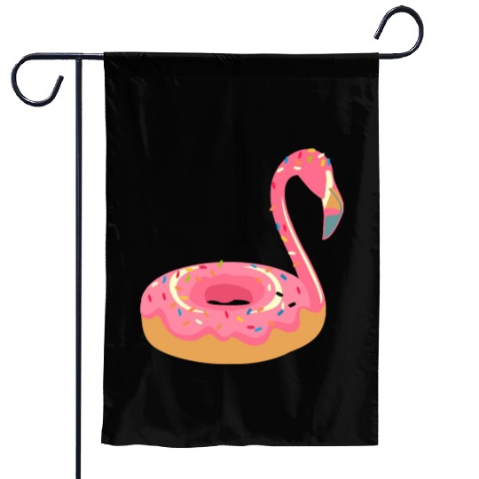 Comic Pink Flamingo Sweet Donut Garden Flags