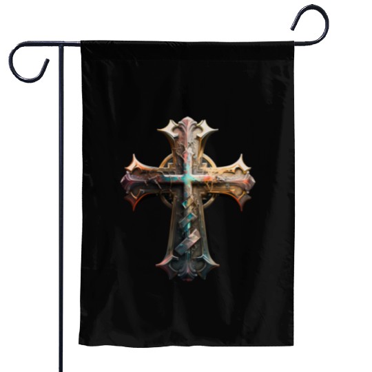 Jesus Cross Painting Garden Flags