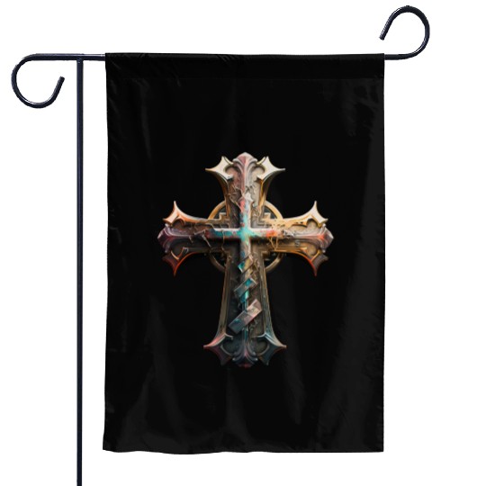 Jesus Cross Painting Garden Flags