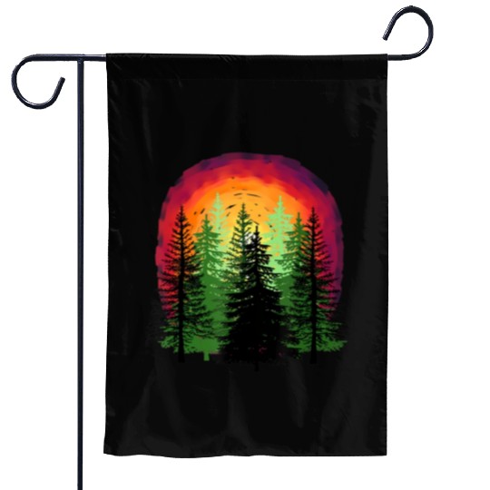 Forest sunrise sunset nature trees Garden Flags