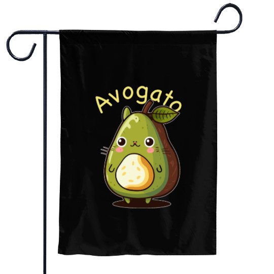 Cute Japanese Avogato Kawaii Anime Avocado Cat Garden Flags