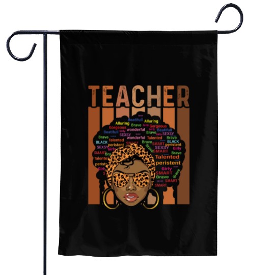 Black Smart Teacher Afro Love Melanin African Garden Flags