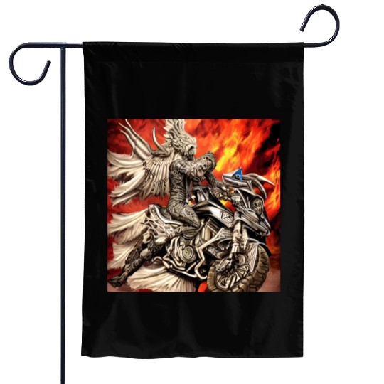 Devil Hellfire Riding Motorcycle Garden Flags