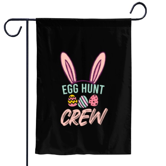 Egg Hunt Crew Funny Easter Day Garden Flags