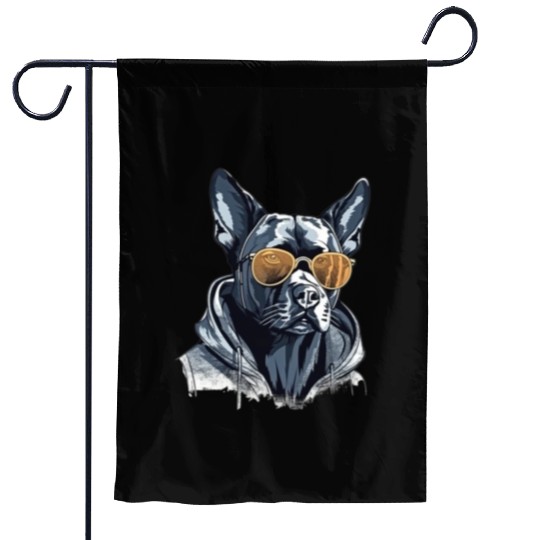 Pitbull dog Sunglass cute doggy Neon breed colore Garden Flags