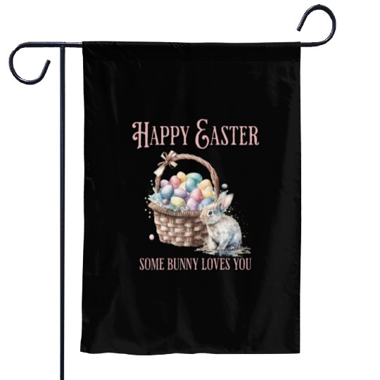 Happy Easter Bunny Colorful watercolor Easter Egg Garden Flags