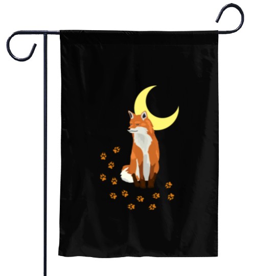 Fox & Paw Under A Moon Garden Flags Gifts For Fox Lover