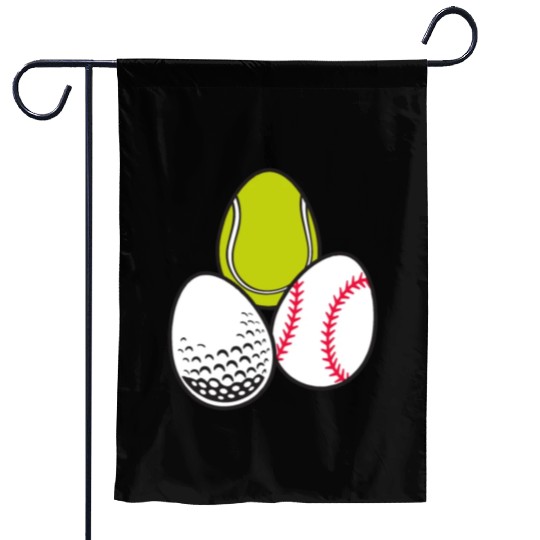 Sports Easter Egg Tennis Athletic Baseball Game Garden Flags