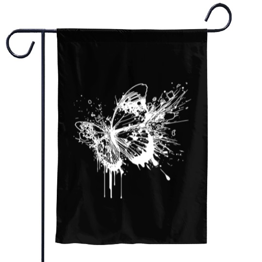 Elegant Vintage Tattoo Splash Butterfly Garden Flags