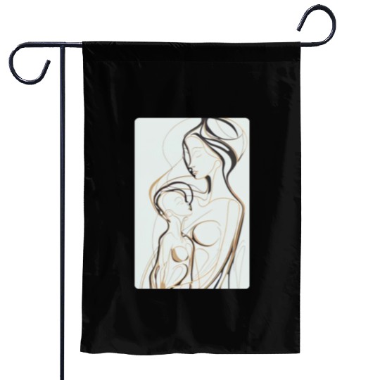 Black, Gold & White Abstract Mother & Daughter Garden Flags