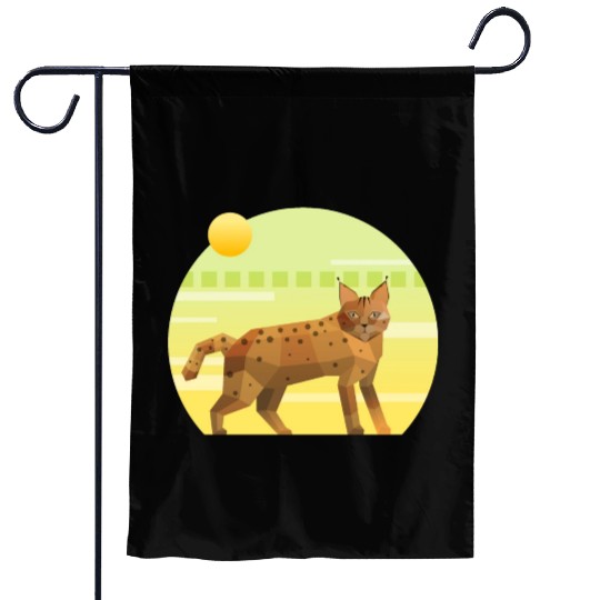 Lynx Bobcat on Geometric Background Garden Flags
