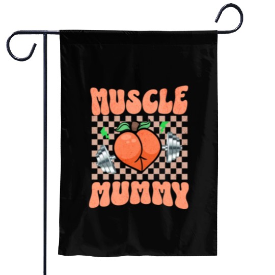 Muscle Mommy Gym Bodybuilder and Weightlifting Gif Garden Flags