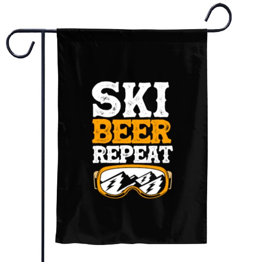 Skiing Beer Lover Winter Sport Ski Beer Repeat Garden Flags
