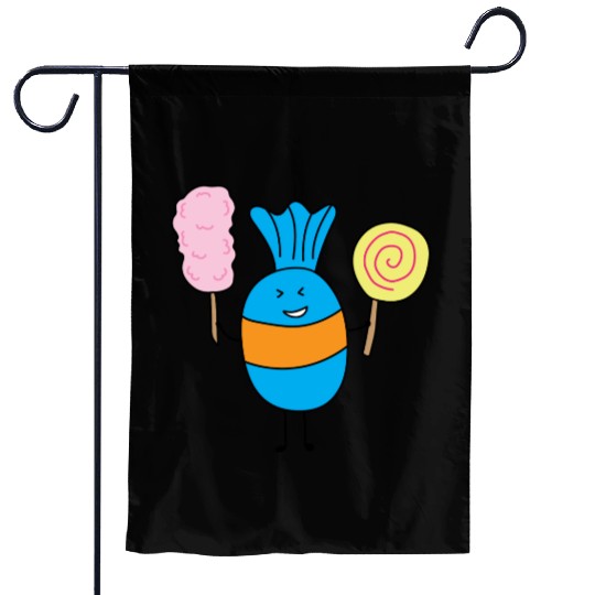 Cute Candy Holding Lollipop And Cutton Candy Garden Flags