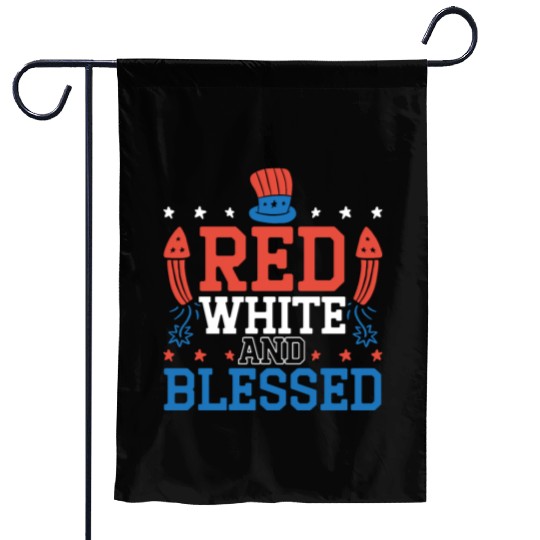 Red White And Blessed America USA Flag 4th Of July Garden Flags