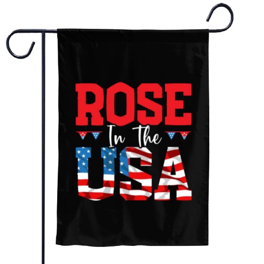 America Rose In The USA Flag 4th Of July American Garden Flags