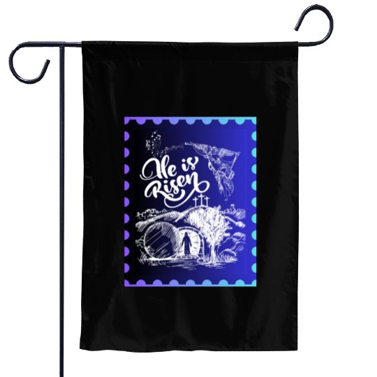 He Is Risen.Angel Singing;Gradient Color; Drawing Garden Flags