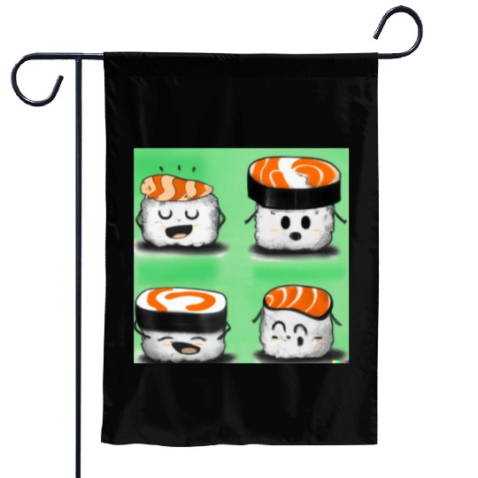 Happy Cheerful Sushi I Love Sushi Design Garden Flags