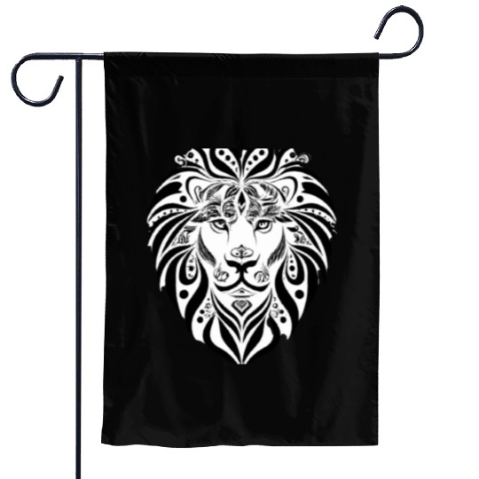 Black and White Lion Design Garden Flags