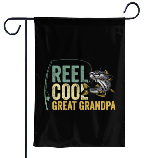 Reel Cool Great Grandpa Fisherman Fishing Garden Flags