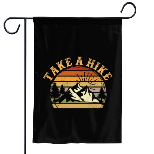 Take A Hike Retro Hiker Outdoors Camping Nature Garden Flags