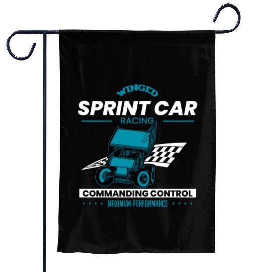 Sprint Car Racing, sprint car, dirt track racers Garden Flags