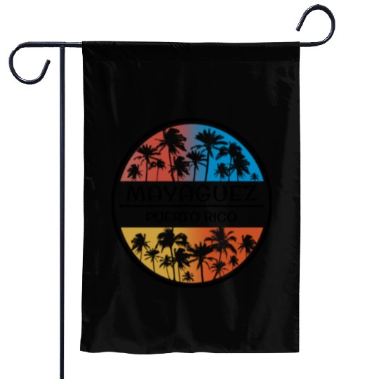 Mayaguez Puerto Rico Palm Tree Stylish Vacation Garden Flags