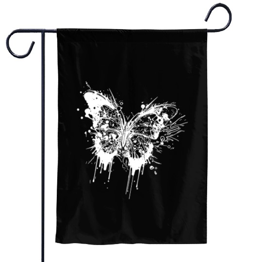 Tattoo Ink Splash Butterfly Garden Flags