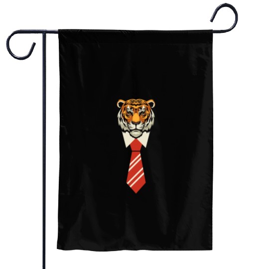 Orange Red Beige Colorful Tiger With Tie Garden Flags