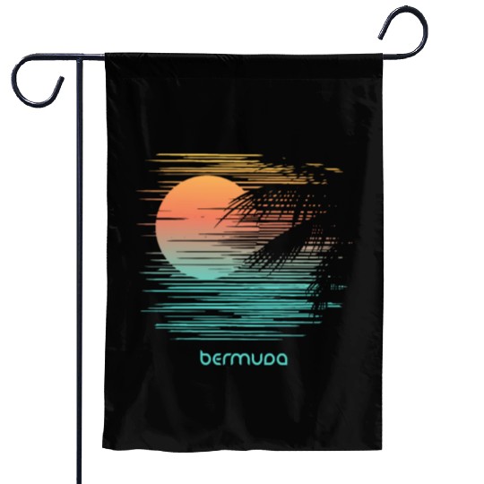 Artistic Bermuda Palm Tree Vacation Souvenir Garden Flags