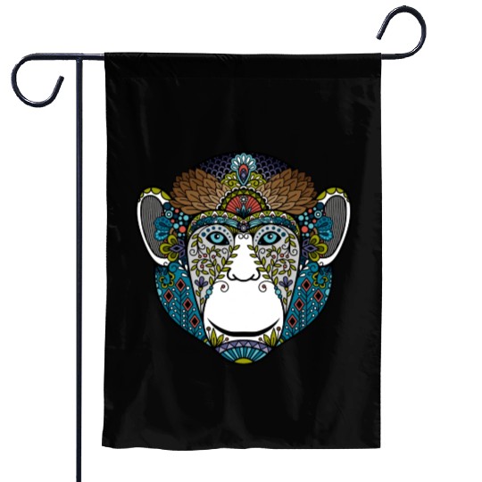 Hipster Monkey Colorful Garden Flags