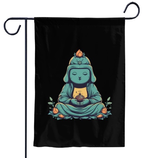 Meditating buddha Garden Flags